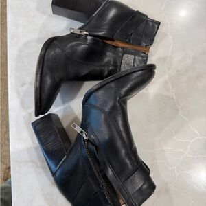 Black Leather Ankle Boots